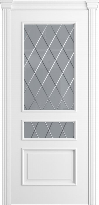 Дверь межкомнатная Порта Алекс Модерн2 Белоснежная эмаль, стекло готика светлое