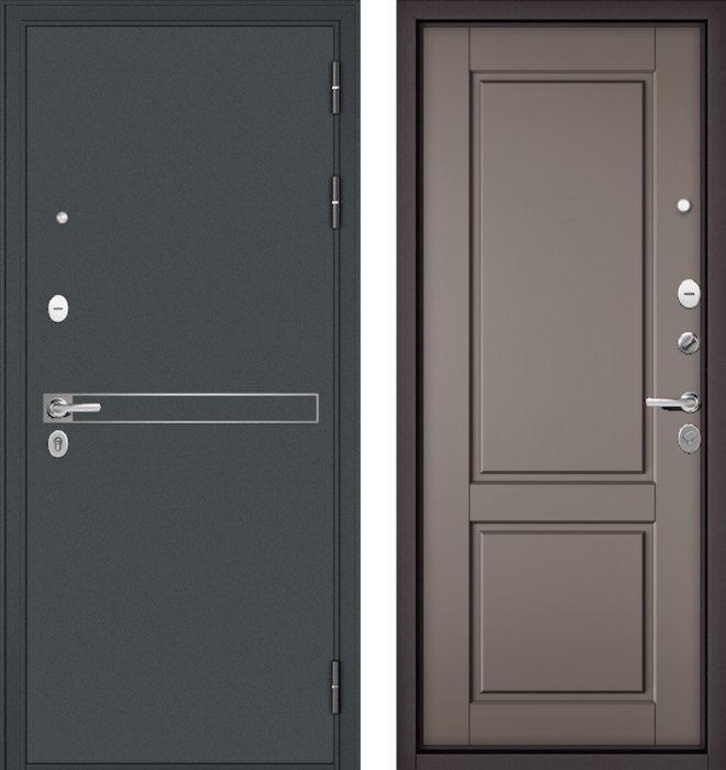 Входная дверь МАСТИНО TRUST MASS 4 Черный муар металлик / D-1 Эмаль капучино