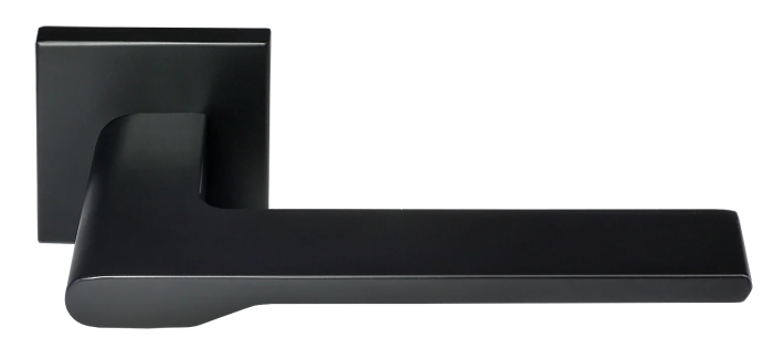 Ручка дверная MERCURY MH-53-S6 BL раздельная на квадратной накладке, цвет черный, ЦАМ Light