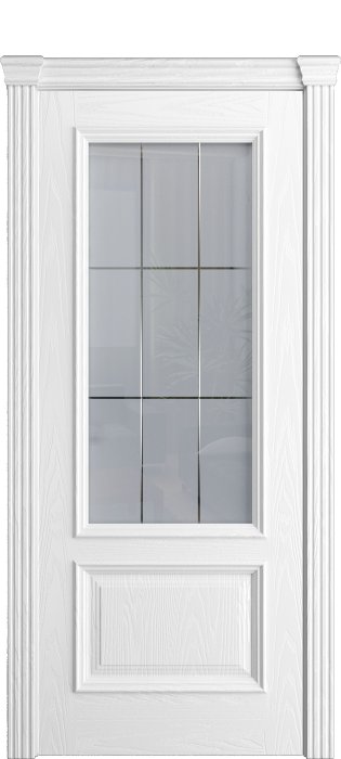 Дверь межкомнатная Порта Алекс КЛАССИКА 4 Белоснежный шпон, стекло премиум