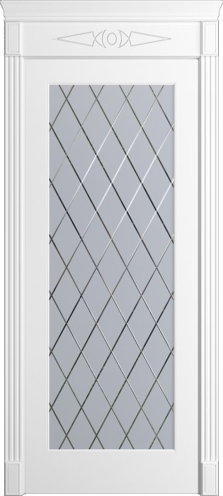 Дверь межкомнатная Порта Алекс Нео 7 Белоснежная эмаль, стекло готика