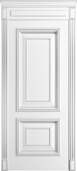 Дверь межкомнатная Порта Алекс КЛАССИКА 10 Белоснежная патина серебро эмаль