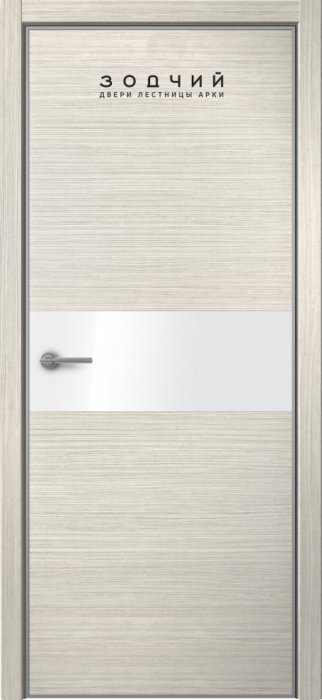 Дверь межкомнатная ЗОДЧИЙ МЕГАПОЛИС Г1 ПО Вяз светлый горизонт вставка Лакобель светлая