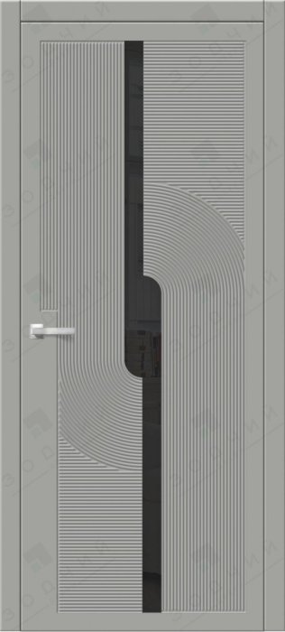 Дверь межкомнатная ЗОДЧИЙ УНИКА 1 ПО Софт грей оргстекло черное