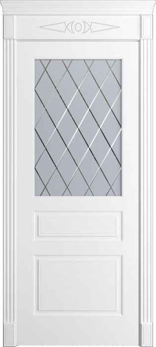 Дверь межкомнатная Порта Алекс Нео 9 Белоснежная эмаль, стекло готика