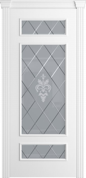 Дверь межкомнатная Порта Алекс Модерн4 Белоснежная эмаль, стекло софия светлое