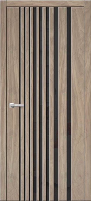 Дверь межкомнатная ЗОДЧИЙ СТРАЙП ПО Американский дуб стекло триплекс черный