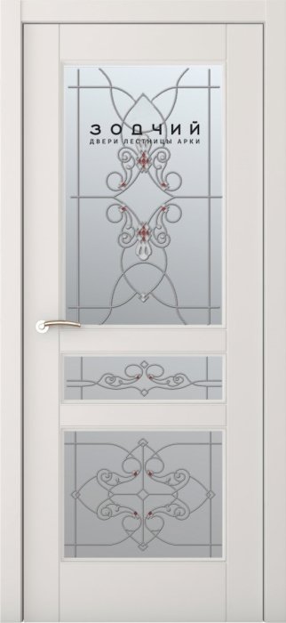 Дверь межкомнатная ЗОДЧИЙ АФРОДИТА 3 ПВХ ПО Шагрень айриш стекло светлое матированное
