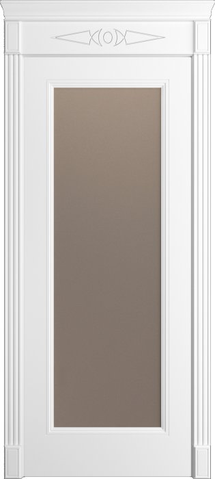 Дверь межкомнатная Порта Алекс Нео 1 Белоснежная эмаль, стекло сатин бронза