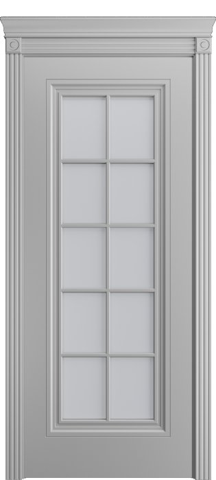 Дверь межкомнатная Порта Алекс Премиум 4 Светло-серая эмаль, стекло сатин светлый