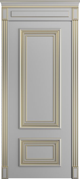 Дверь межкомнатная Порта Алекс КЛАССИКА 11 Светло-серая патина золото эмаль