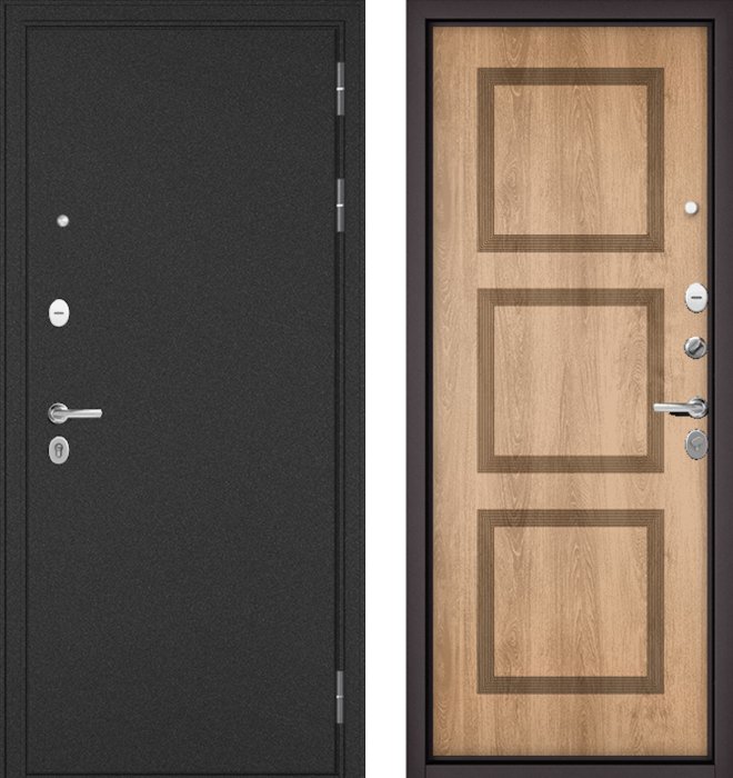 Входная дверь МАСТИНО TRUST MASS Металл Букле графит / 192 Дуб шале натуральный