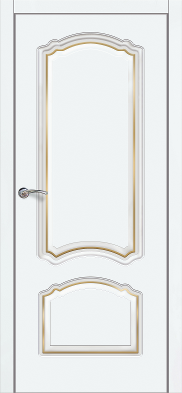 Дверь межкомнатная ЗОДЧИЙ НАТАЛИ ШИК ПАТИНА ПГ Шагрень белая патина золото