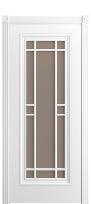 Дверь межкомнатная Порта Алекс Премиум 5 Белоснежная эмаль, стекло сатин бронза