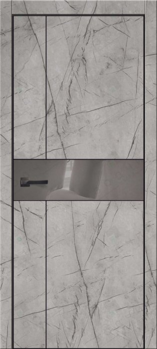 Дверь межкомнатная ЗОДЧИЙ МЕГАПОЛИС В30 ПЗ Мрамор серый вставка зеркальная