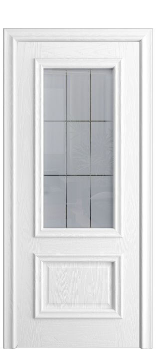 Дверь межкомнатная Порта Алекс КЛАССИКА 2 Белоснежный шпон, стекло премиум