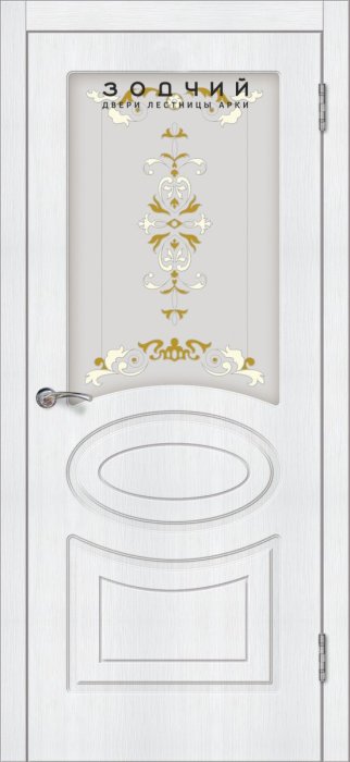 Дверь межкомнатная ЗОДЧИЙ ЛИДИЯ ПВХ ПО Бьянка белая стекло светлое матированное