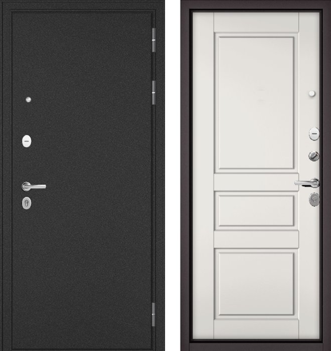 Входная дверь МАСТИНО TRUST MASS Металл Букле графит / D-2 Белый софт