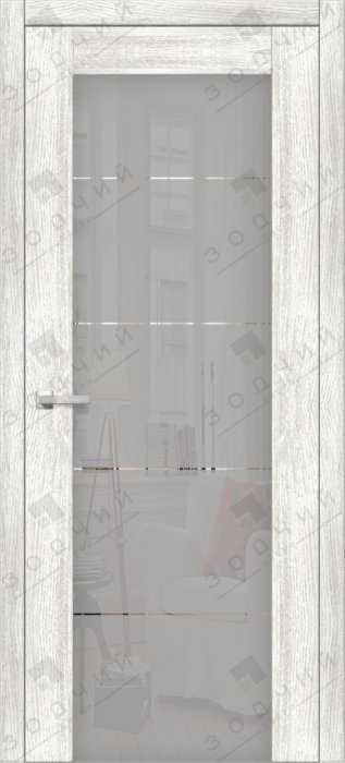 Дверь межкомнатная ЗОДЧИЙ ИТАЛЬЯНО 5 ПВХ ПО Дуб белый винтажный
