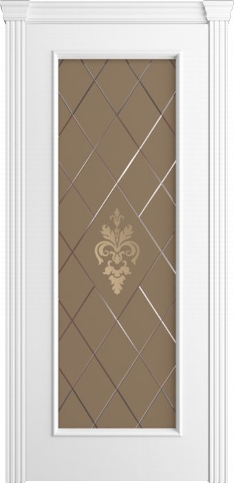 Дверь межкомнатная Порта Алекс Модерн5 Белоснежная эмаль, стекло софия бронза