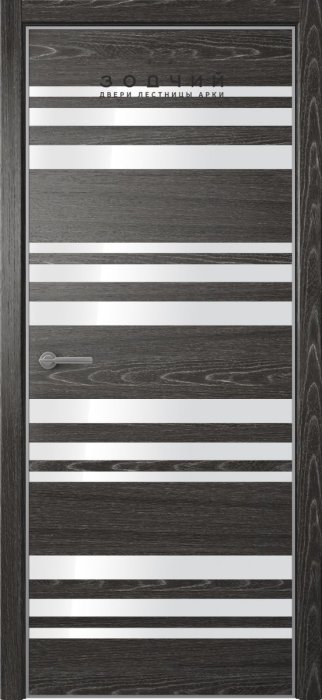 Дверь межкомнатная ЗОДЧИЙ МЕГАПОЛИС Г12 ПО Дуб шале вставка Лакобель белая