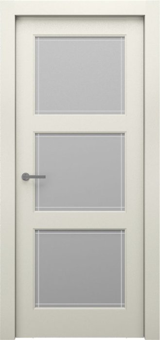 Дверь межкомнатная ЗОДЧИЙ ЭЛЕГАНТЕ ТВИН 3 ПО Шагрень латте стекло мателюкс светлое