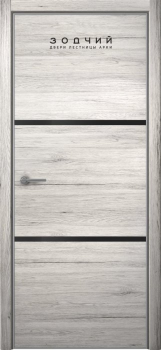 Дверь межкомнатная ЗОДЧИЙ МЕГАПОЛИС Г2 Узкие ПО Дуб белый винтажный вставка лакобель черная