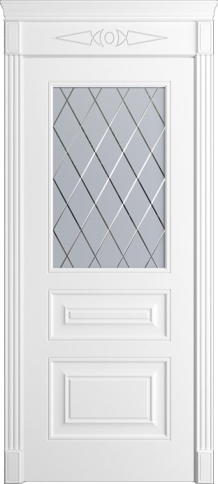 Дверь межкомнатная Порта Алекс Нео 12 Белоснежная эмаль, стекло готика