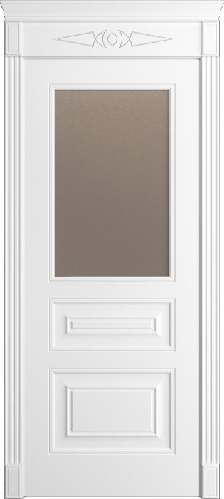 Дверь межкомнатная Порта Алекс Нео 12 Белоснежная эмаль, стекло сатин бронза