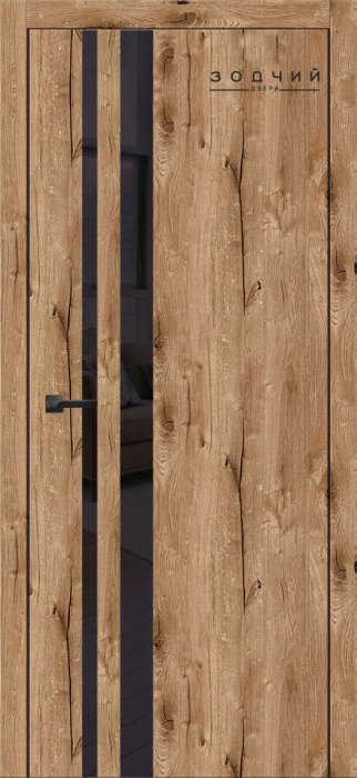 Дверь межкомнатная ЗОДЧИЙ СИТИ В3 ПО Дуб бомонт лофт стекло Лакобель черный