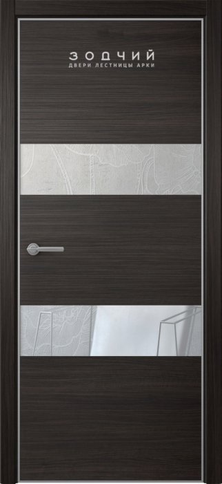 Дверь межкомнатная ЗОДЧИЙ МЕГАПОЛИС Г2 Широкие ПЗ Венге вставка зеркало