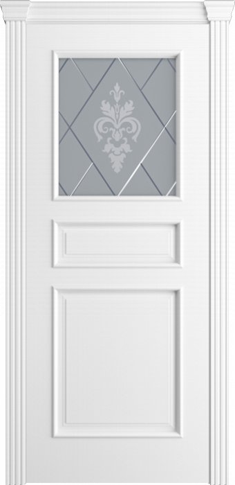 Дверь межкомнатная Порта Алекс Модерн3 Белоснежная эмаль, стекло софия светлое