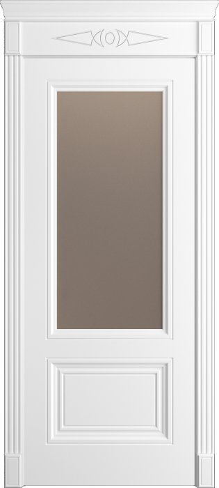 Дверь межкомнатная Порта Алекс Премиум 2 Белоснежная эмаль, стекло сатин бронза