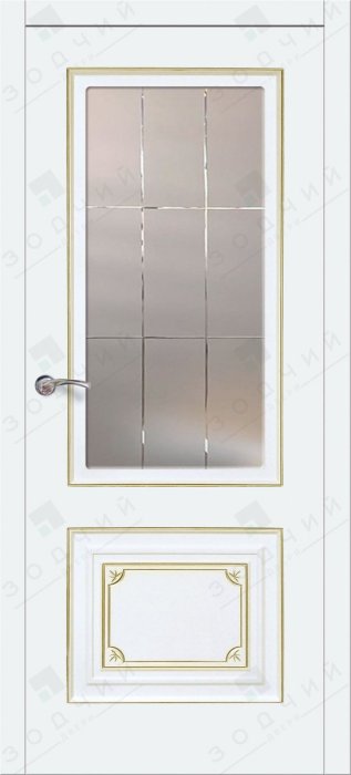 Дверь межкомнатная ЗОДЧИЙ АМПИР ПО Шагрень молочный стекло мателюкс светлое