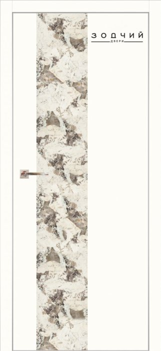 Дверь межкомнатная ЗОДЧИЙ МЕГАПОЛИС В1 ПГ Белый софт вставка мрамор ПВХ