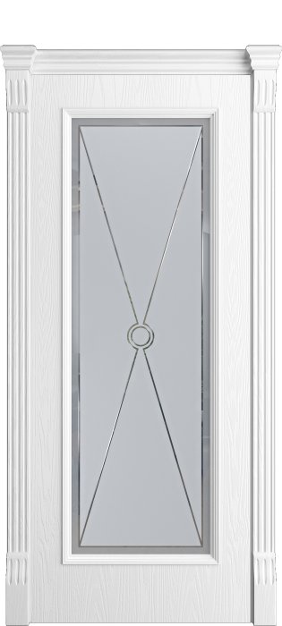 Дверь межкомнатная Порта Алекс КЛАССИКА 9 Белоснежный шпон, стекло дельта