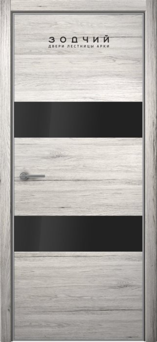 Дверь межкомнатная ЗОДЧИЙ МЕГАПОЛИС Г2 Широкие ПО Дуб белый винтажный вставки лакобель черная