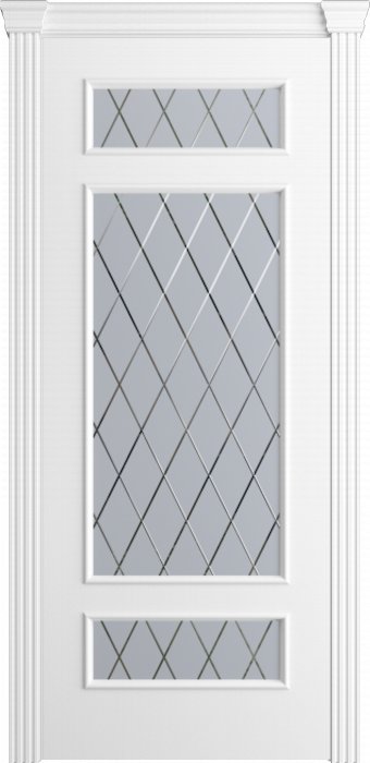 Дверь межкомнатная Порта Алекс Модерн4 Белоснежная эмаль, стекло готика светлое