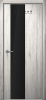 Дверь межкомнатная ЗОДЧИЙ МЕГАПОЛИС В1 ПО Дуб белый винтажный вставка стекло лакобель черная