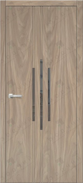 Дверь межкомнатная ЗОДЧИЙ СИТИ В7 ПО Дуб американский стекло Лакобель черный