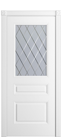Дверь межкомнатная Порта Алекс Нео 3 Белоснежная эмаль, стекло готика