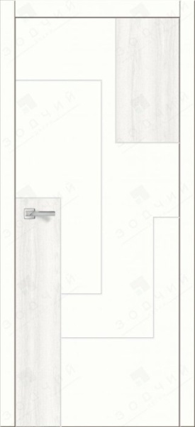 Дверь межкомнатная ЗОДЧИЙ АВЕНЮ 30 ПГ Шагрень молочная вставка текстура дерева с одной стороны