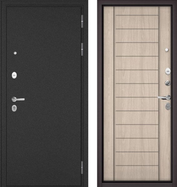 Входная дверь МАСТИНО TRUST MASS Металл Букле графит / 137 Ясень ривьера айс