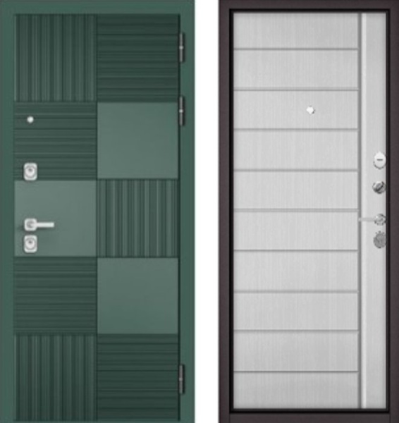 Входная дверь МАСТИНО CITY PRIME 173 Авокадо / AV-136 Белый ларче