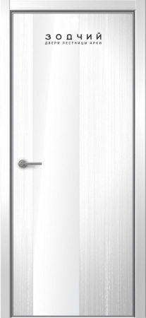 Дверь межкомнатная ЗОДЧИЙ МЕГАПОЛИС В1 ПО Молочный вуд вставка лакобель белая
