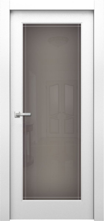 Дверь межкомнатная ЗОДЧИЙ ЭЛЕГАНТЕ ТВИН 11 ПО Шагрень белая стекло мателюкс светлое