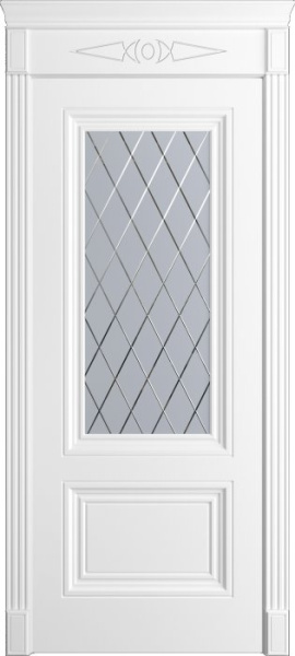 Дверь межкомнатная Порта Алекс Премиум 2 Белоснежная эмаль, стекло готика