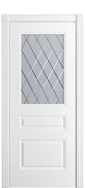Дверь межкомнатная Порта Алекс Нео 3 Белоснежная эмаль, стекло готика