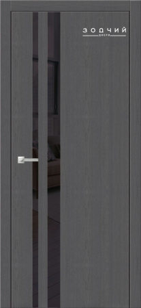 Дверь межкомнатная ЗОДЧИЙ СИТИ В3 ПО Секвоя графит стекло Лакобель черная