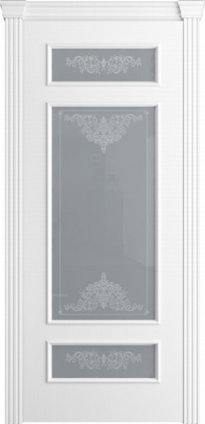 Дверь межкомнатная Порта Алекс Модерн4 Белоснежная эмаль, стекло ажур светлое